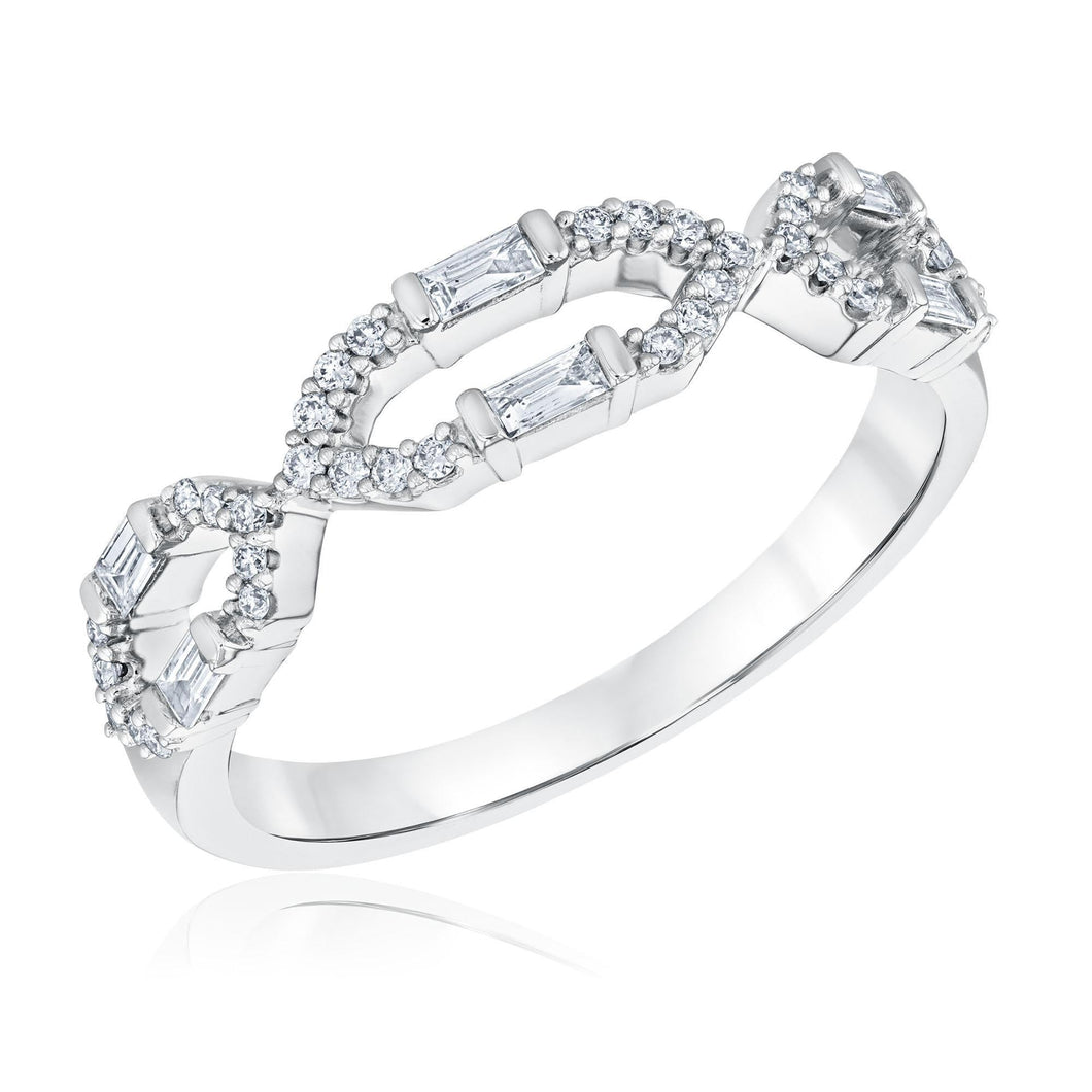 1/4ctw Baguette and Round Diamond Elongated Hexagon Ring - Vintage Collection