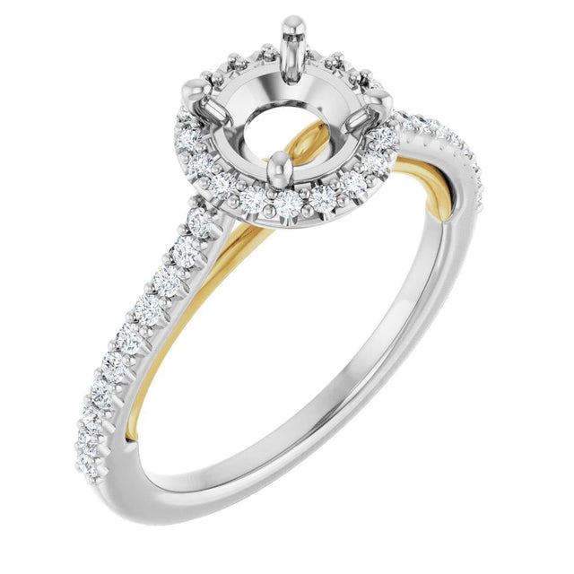 1/4ctw Diamond 14k White and Yellow Gold Two-Tone Halo Engagement Ring Setting