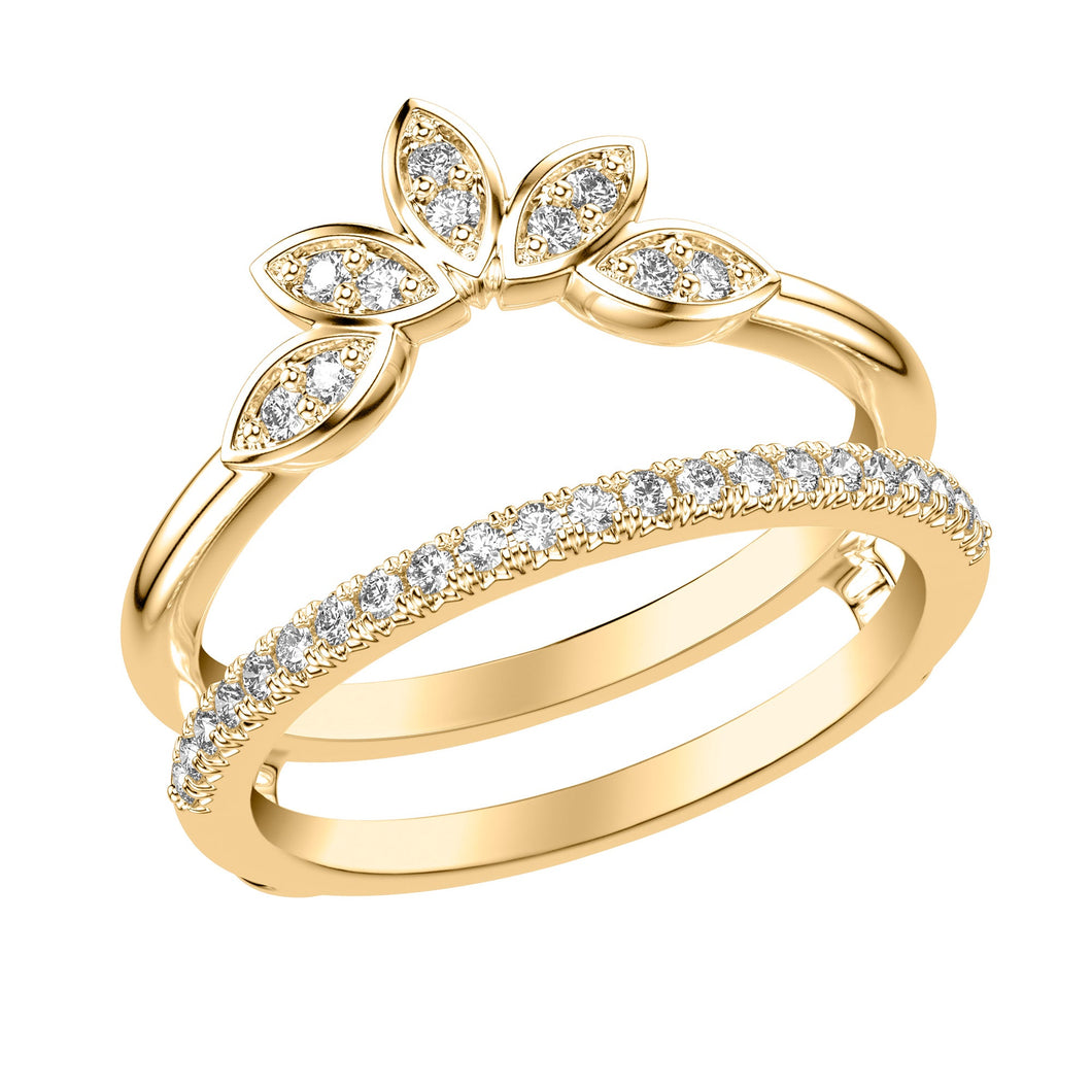 1/4ctw Diamond Asymmetrical Floral Yellow Gold Ring Guard - Size 5