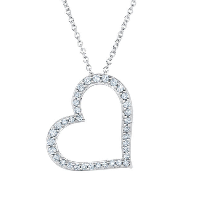 1/4ctw Diamond Asymmetrical Heart White Gold Pendant Necklace