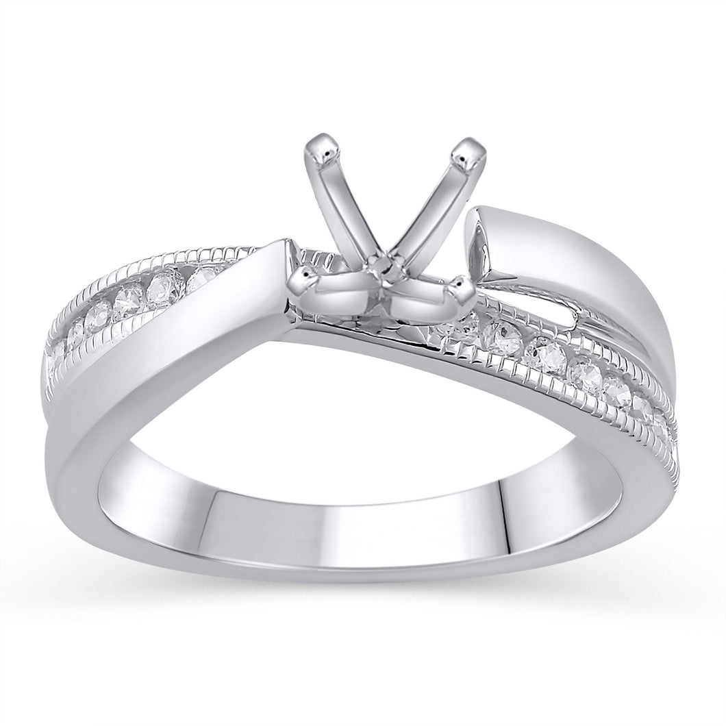 1/4ctw Diamond Asymmetrical White Gold Engagement Ring Setting | Design Collection | Size 5