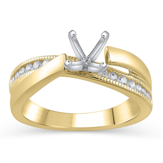 1/4ctw Diamond Asymmetrical Yellow Gold Engagement Ring Setting | Design Collection | Size 5