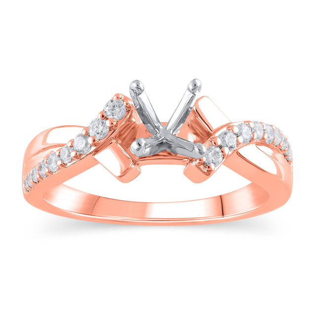 1/4ctw Diamond Bypass Rose Gold Engagement Ring Setting | Design Collection | Size 7