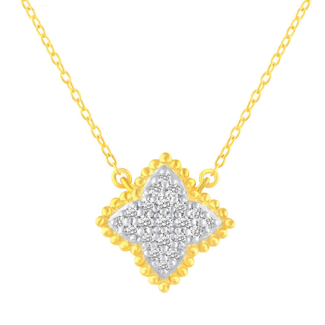 1/4ctw Diamond Clover Two-Tone Pendant Necklace