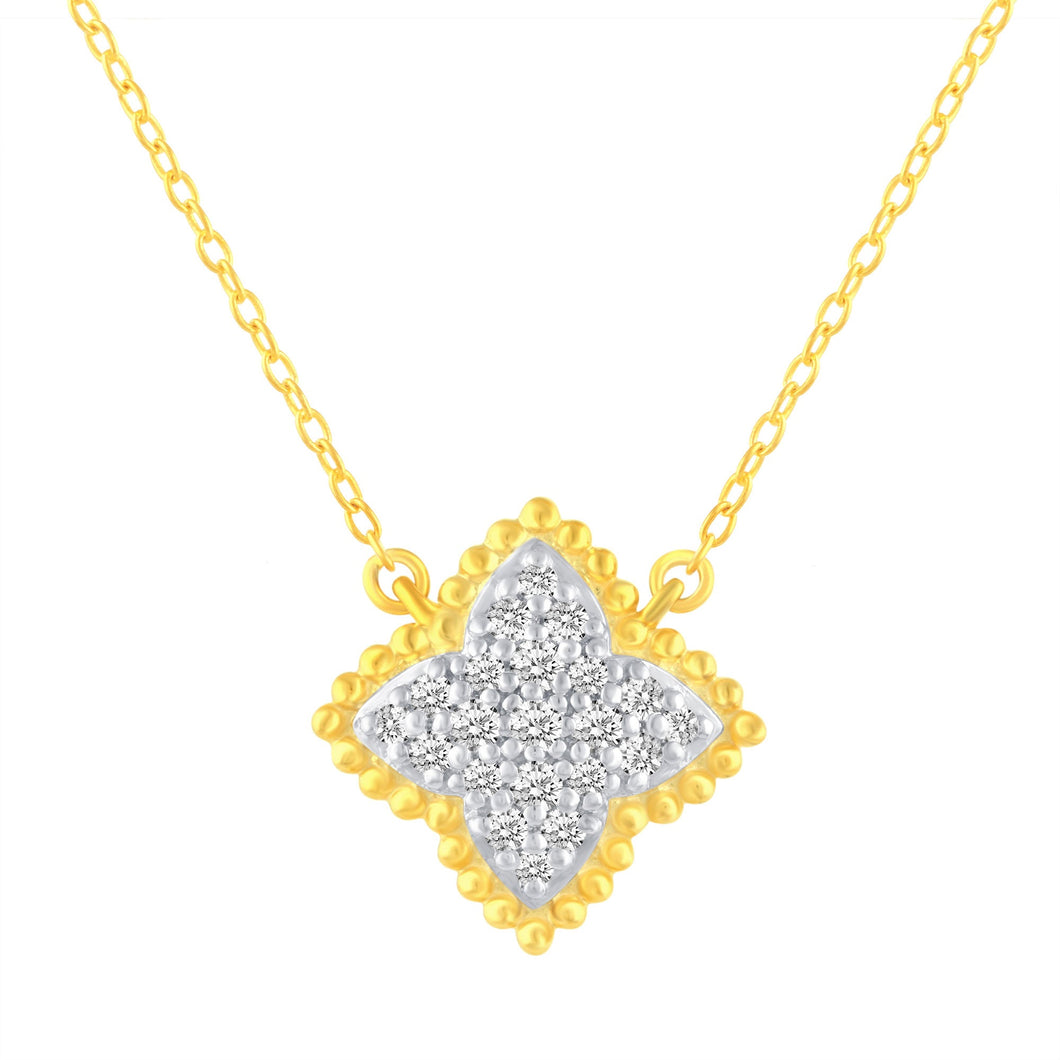 1/4ctw Diamond Clover Two-Tone Pendant Necklace