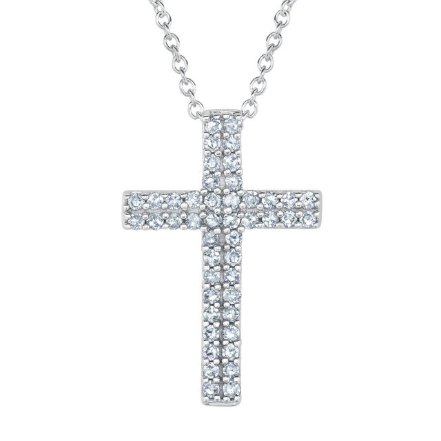 1/4ctw Diamond Cross White Gold Pendant Necklace