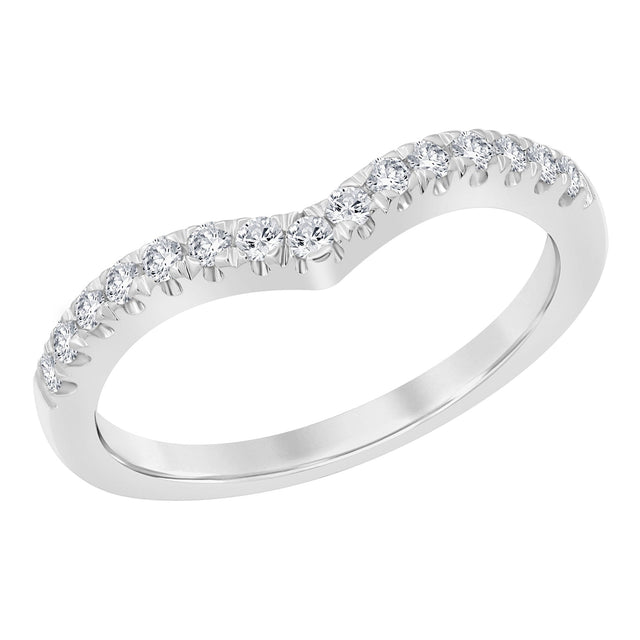 1/4ctw Diamond Curved White Gold Wedding Band | Embrace Collection | Size 7