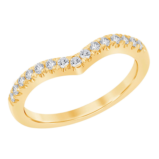 1/4ctw Diamond Curved Yellow Gold Wedding Band | Embrace Collection | Size 7