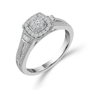 1/4ctw Diamond Cushion Halo White Gold Promise Ring - Size 7