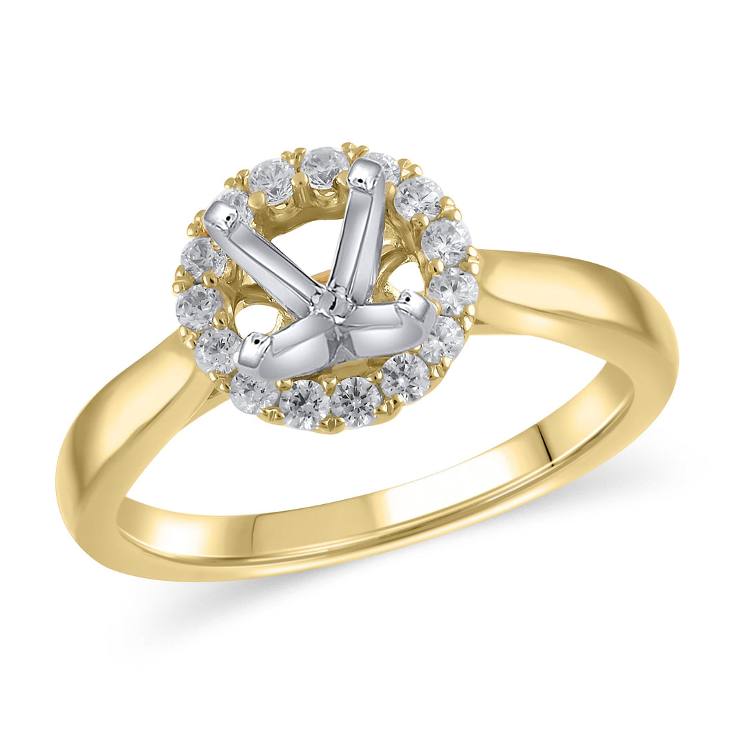 1/4ctw Diamond Floral Halo Yellow Gold Engagement Ring Setting - Design Collection - Size 5