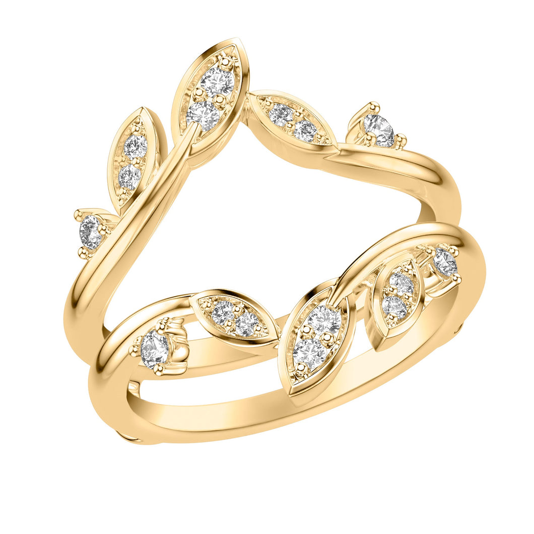 1/4ctw Diamond Floral Yellow Gold Ring Guard - Size 5