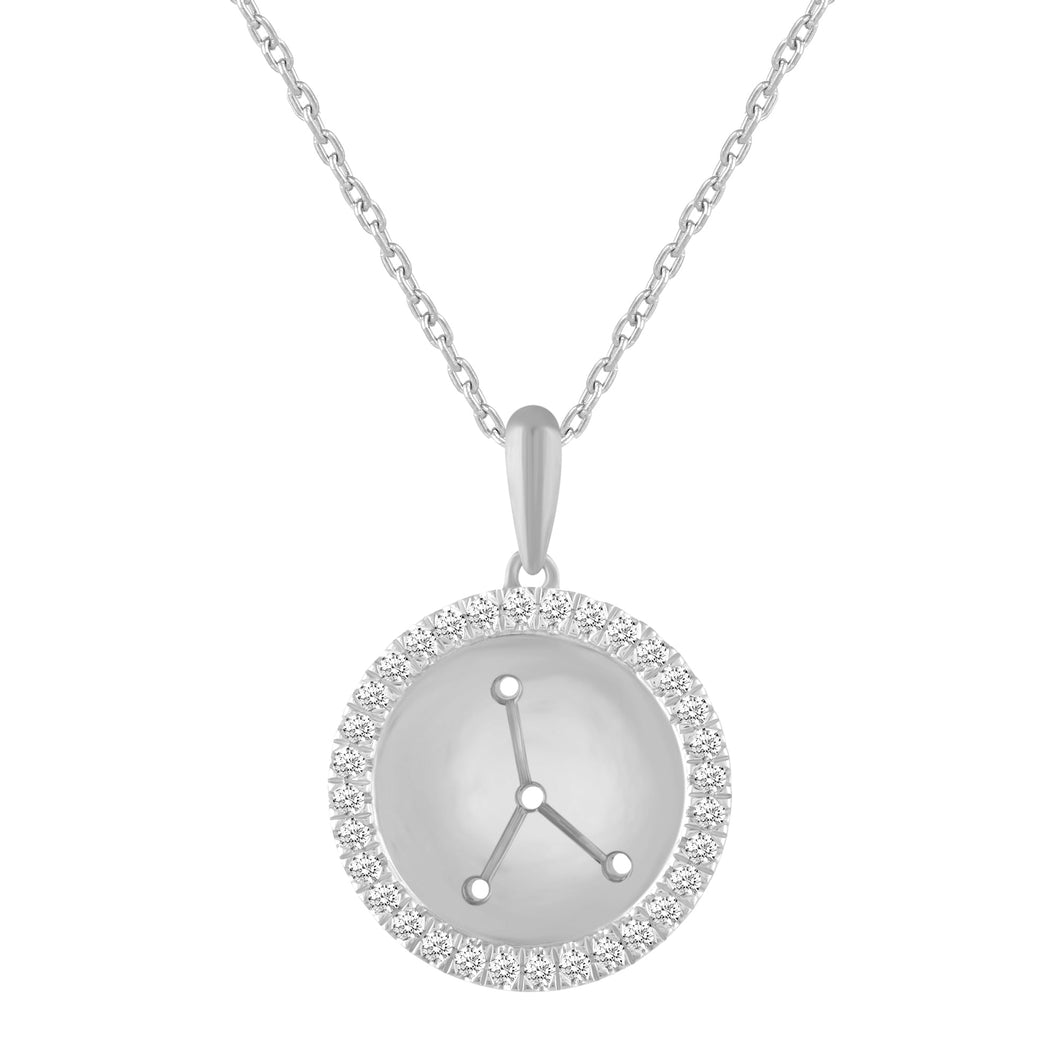 1/4ctw Diamond Halo Cancer Constellation Sterling Silver Zodiac Pendant Necklace