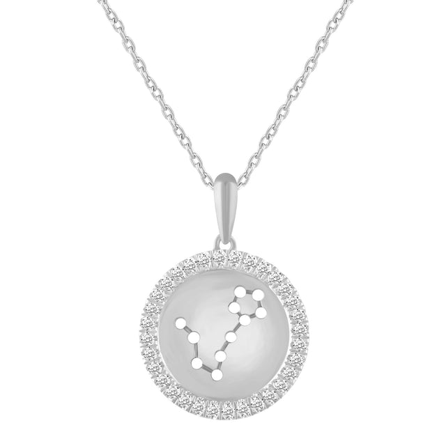 1/4ctw Diamond Halo Pisces Constellation Sterling Silver Zodiac Pendant Necklace