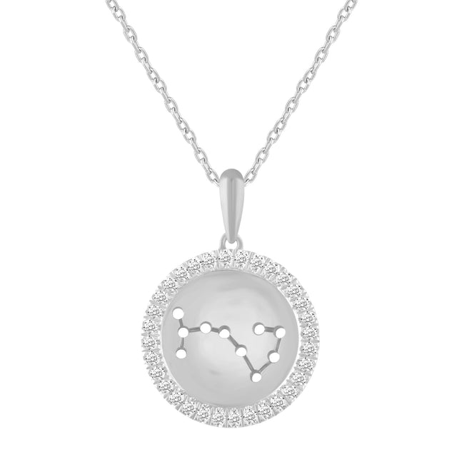 1/4ctw Diamond Halo Scorpio Constellation Sterling Silver Zodiac Pendant Necklace