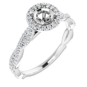 1/4ctw Diamond Halo Twist White Gold Engagement Ring Setting