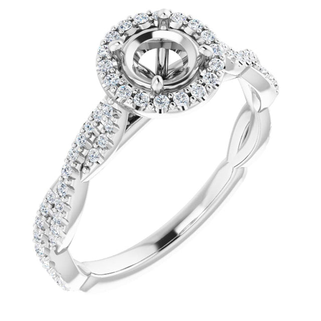 1/4ctw Diamond Halo Twist White Gold Engagement Ring Setting