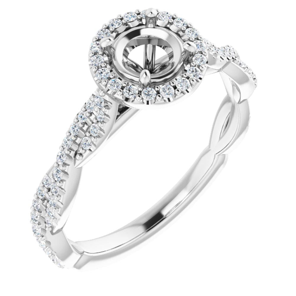1/4ctw Diamond Halo Twist White Gold Engagement Ring Setting