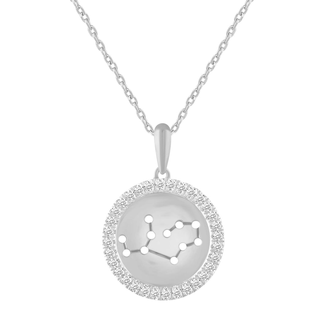1/4ctw Diamond Halo Virgo Constellation Sterling Silver Zodiac Pendant Necklace