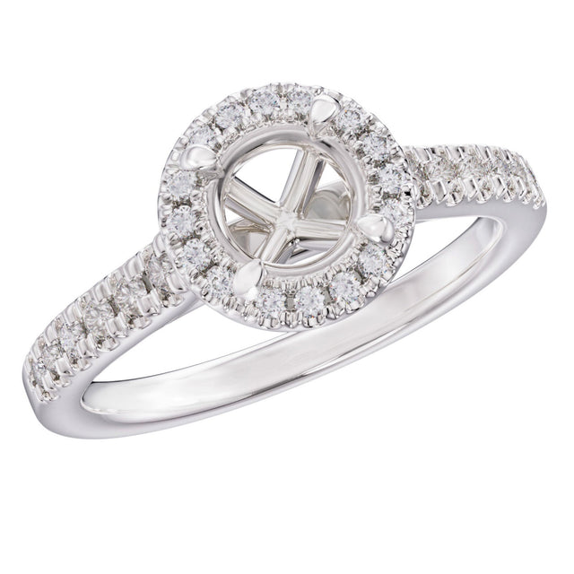 1/4ctw Diamond Halo White Gold Engagement Ring Setting - Design Collection - Size 5