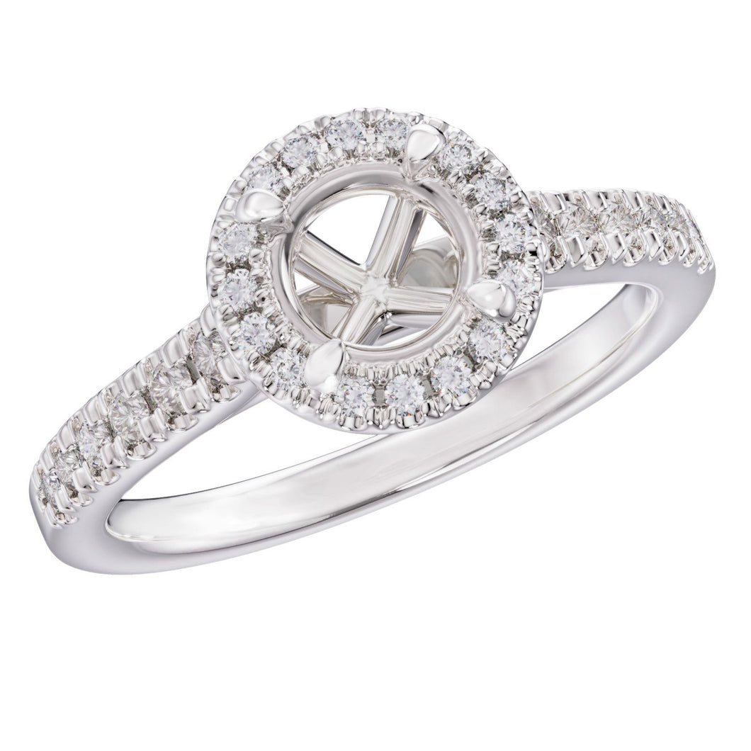 1/4ctw Diamond Halo White Gold Engagement Ring Setting - Design Collection - Size 5