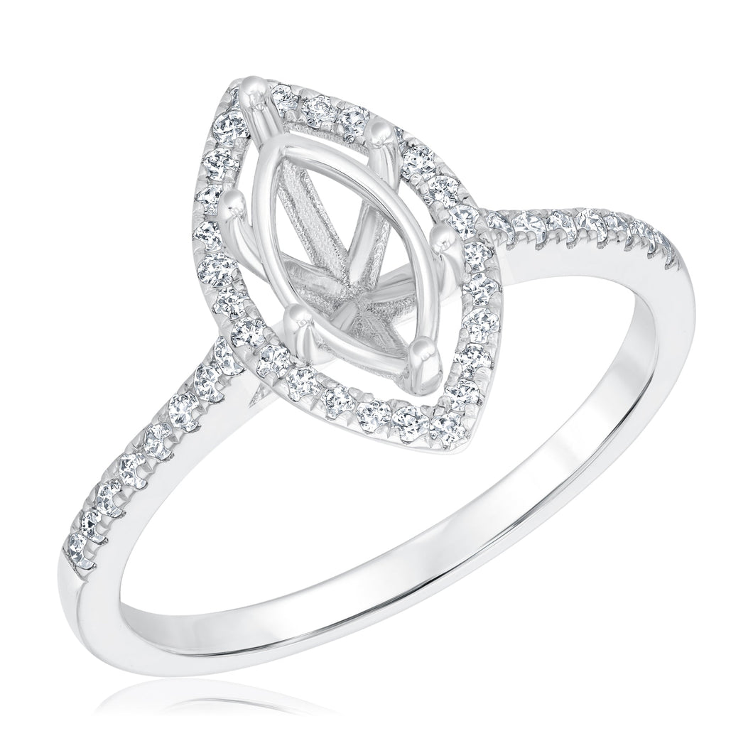 1/4ctw Diamond Marquise Halo White Gold Engagement Ring Setting - Size 5