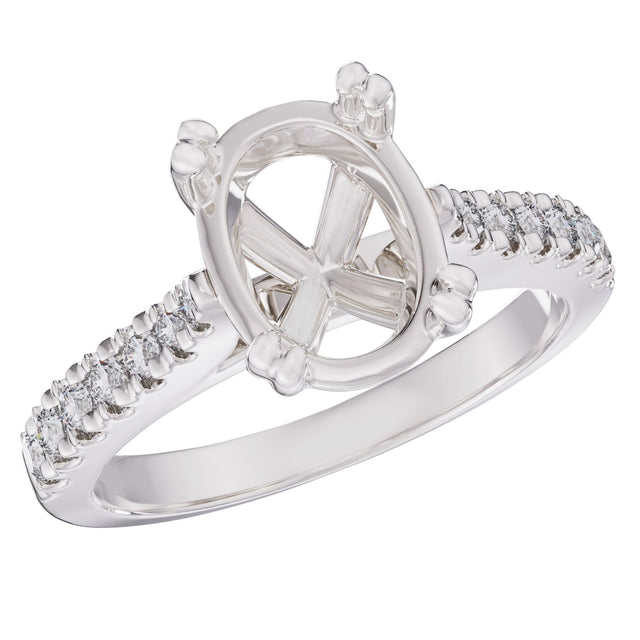 1/4ctw Diamond Oval White Gold Engagement Ring Setting - Design Collection - Size 5
