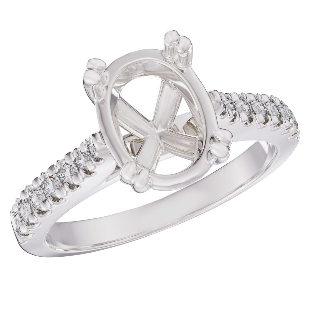 1/4ctw Diamond Oval White Gold Engagement Ring Setting - Design Collection - Size 5