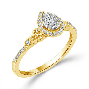 1/4ctw Diamond Pear Cluster Yellow Gold Promise Ring - Size 7
