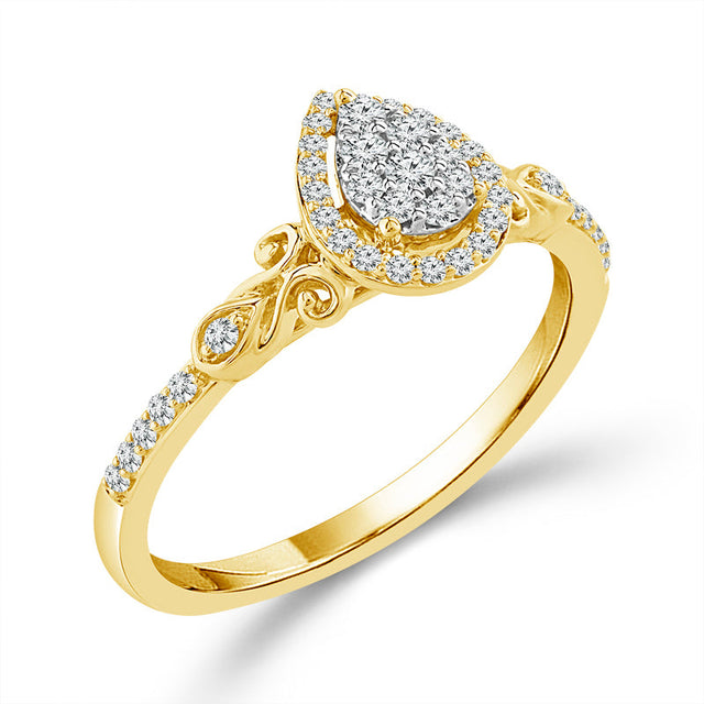 1/4ctw Diamond Pear Cluster Yellow Gold Promise Ring - Size 7