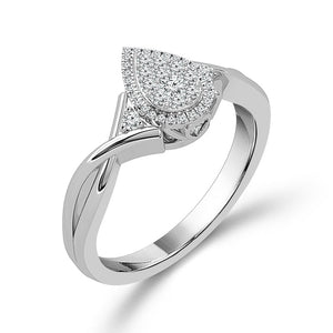 1/4ctw Diamond Pear Frame White Gold Promise Ring - Size 7