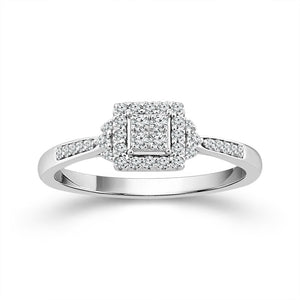 1/4ctw Diamond Princess Halo White Gold Promise Ring - Size 8.5