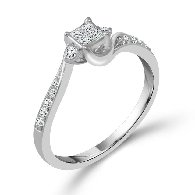1/4ctw Diamond Princess White Gold Promise Ring - Size 7