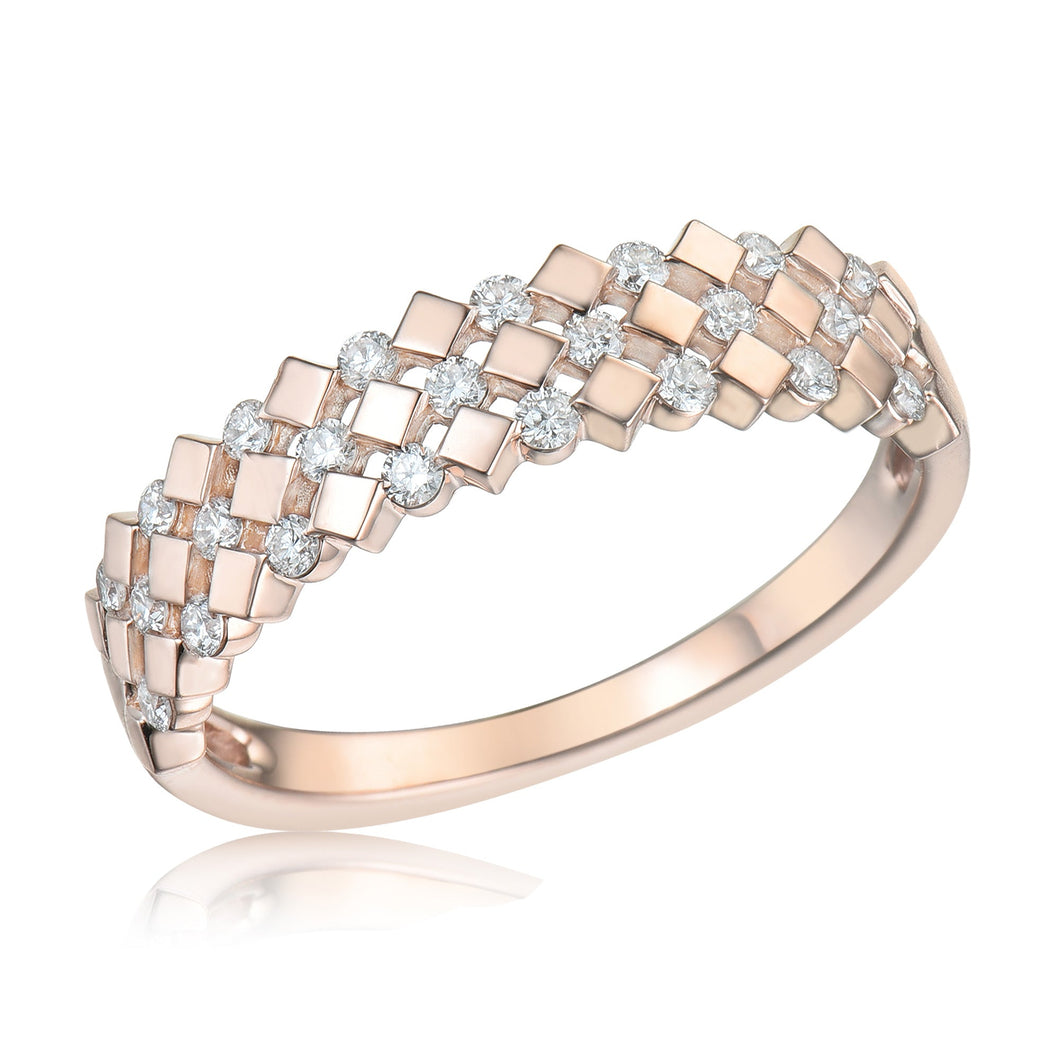 1/4ctw Diamond Rose Gold Multi-Row Ring - Size 6