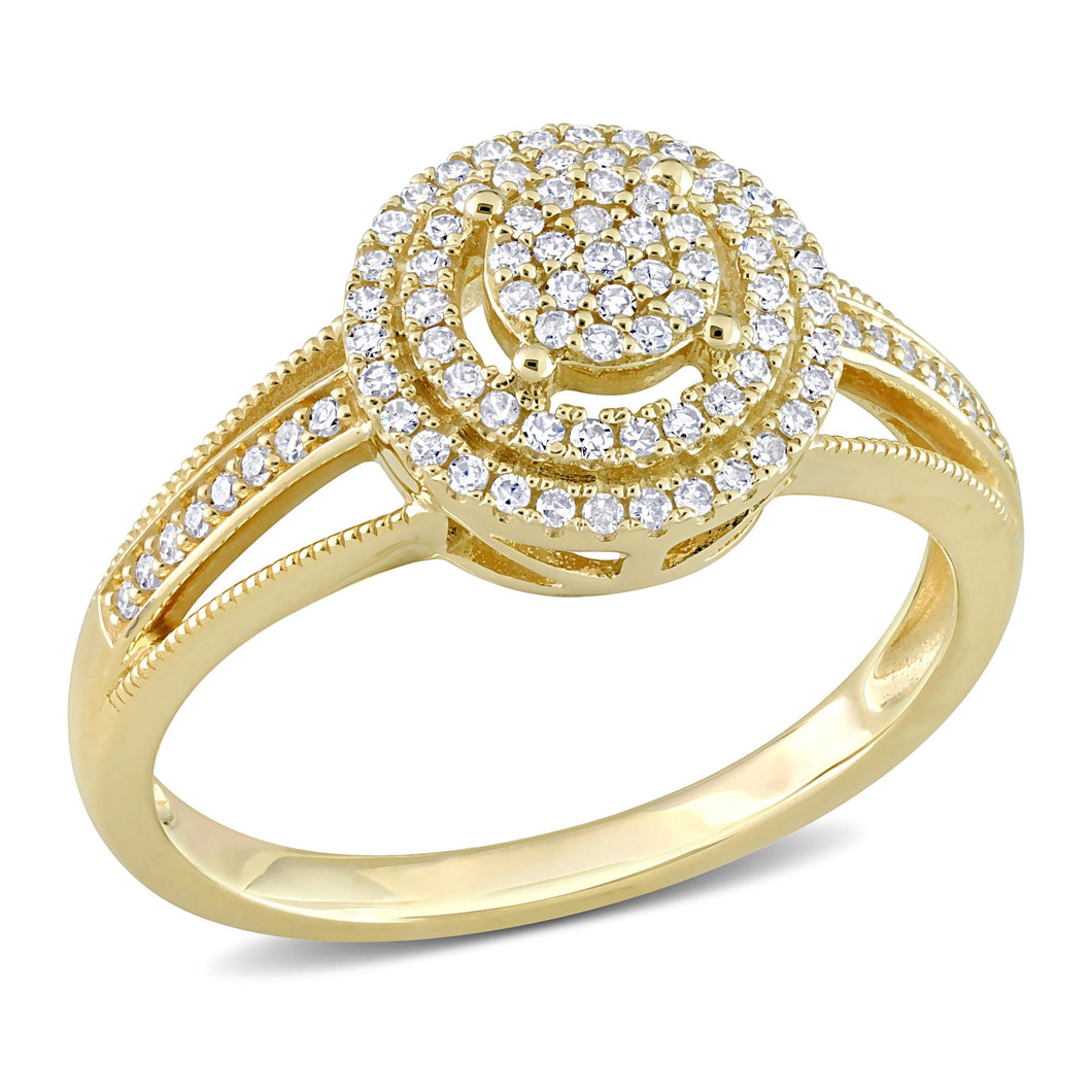 1/4ctw Diamond Round Cluster Yellow Gold Ring | Size 5