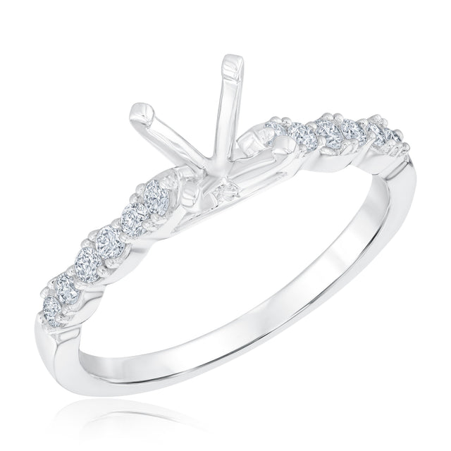 1/4ctw Diamond Scalloped White Gold Engagement Ring Setting - Design Collection - Size 5