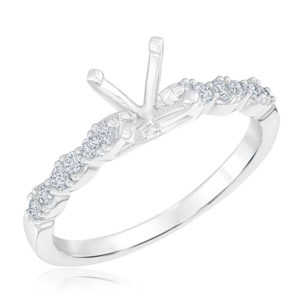 1/4ctw Diamond Scalloped White Gold Engagement Ring Setting - Design Collection - Size 5