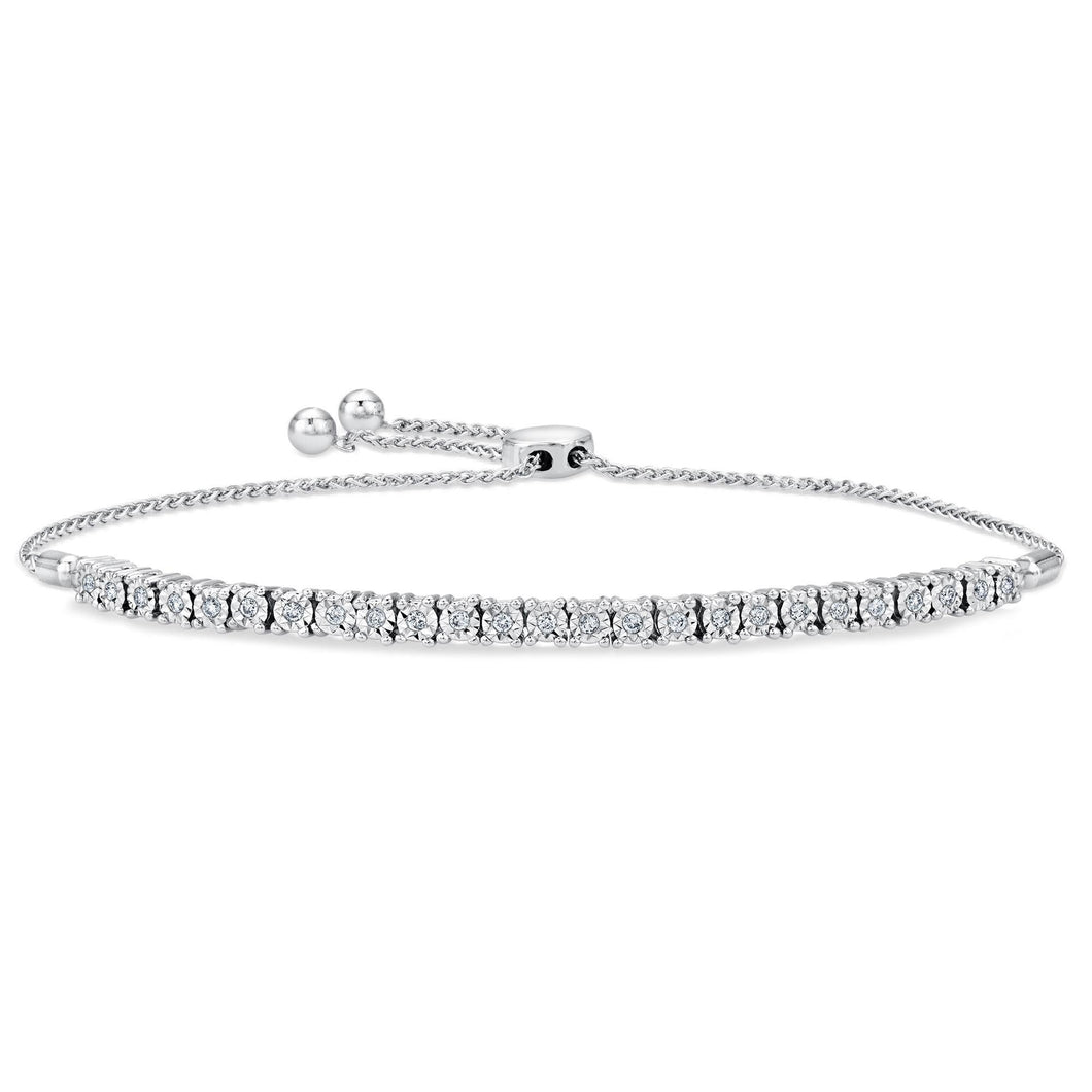1/4ctw Diamond Sterling Silver Bolo Bracelet