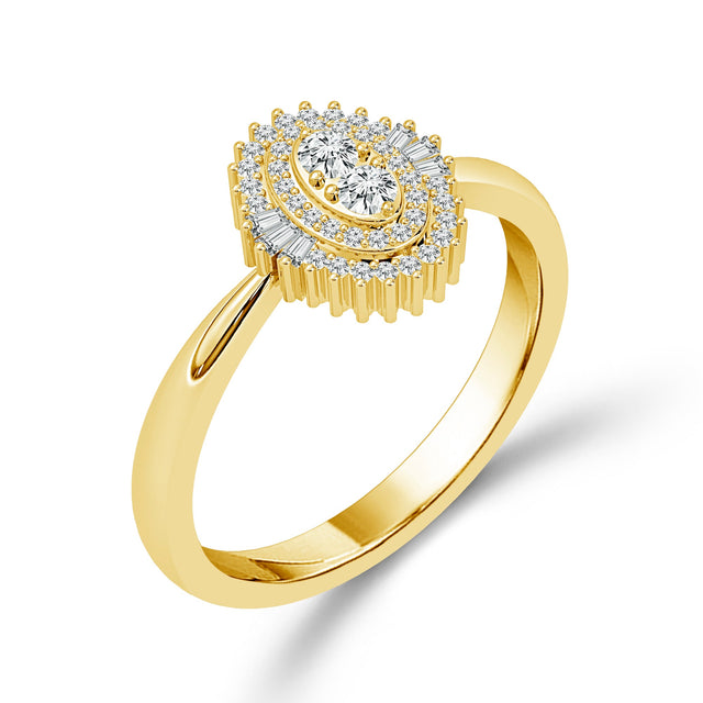 1/4ctw Diamond Sunburst Yellow Gold Promise Ring - Size 7