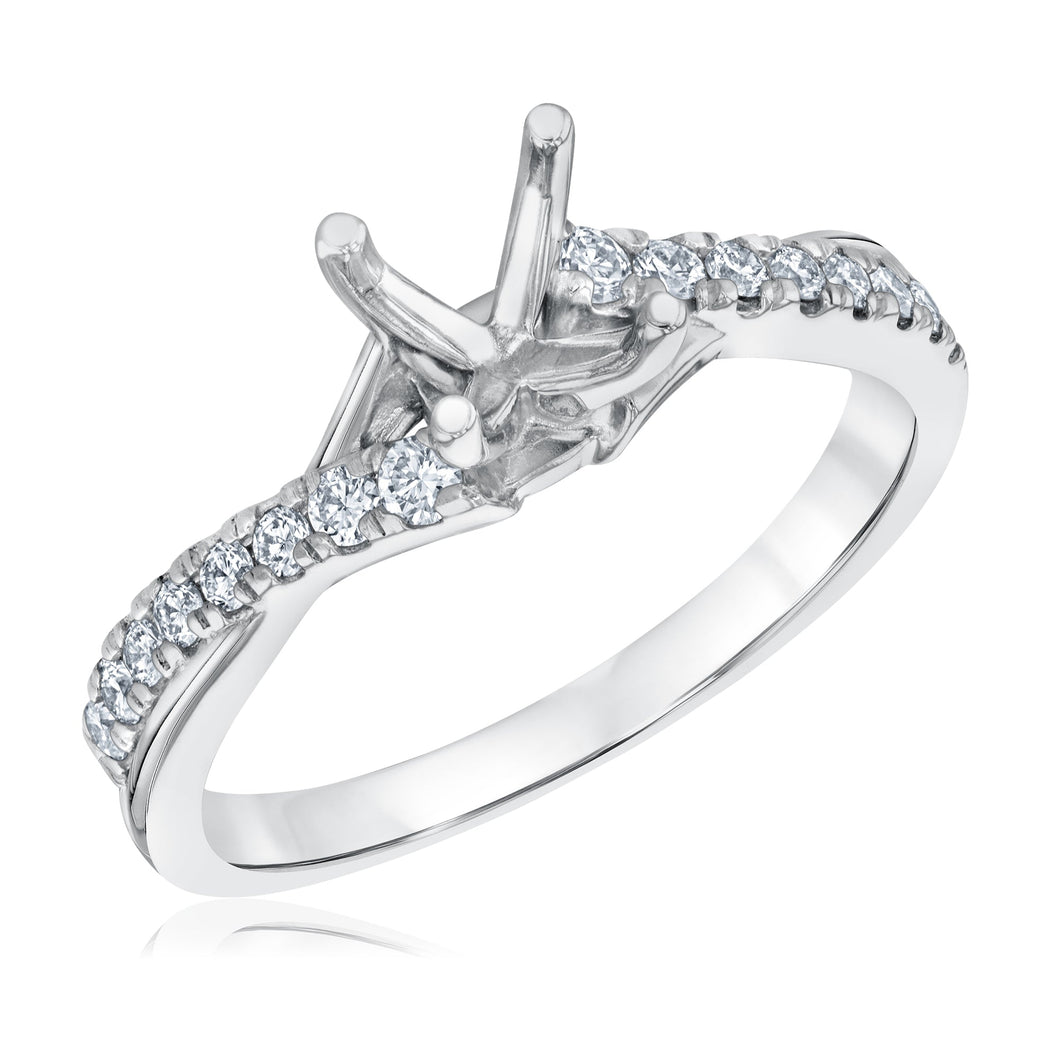 1/4ctw Diamond Twist Band White Gold Engagement Ring Setting | Size 8.5