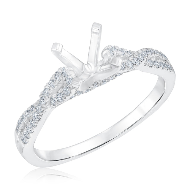 1/4ctw Diamond Twist White Gold Engagement Ring Setting - Design Collection - Size 5