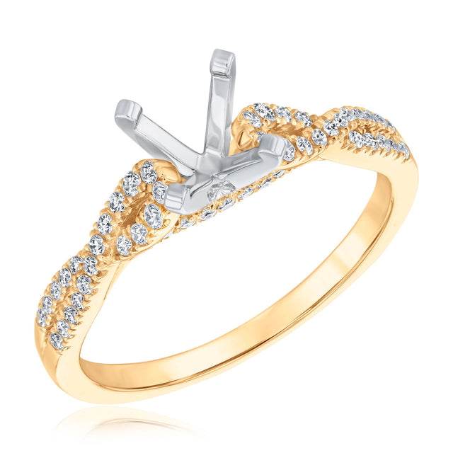 1/4ctw Diamond Twist Yellow Gold Engagement Ring Setting - Size 5