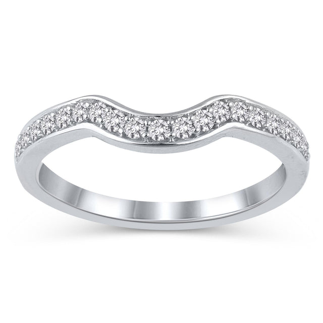 1/4ctw Diamond White Gold Curved Wedding Band - Embrace Collection - Size 5