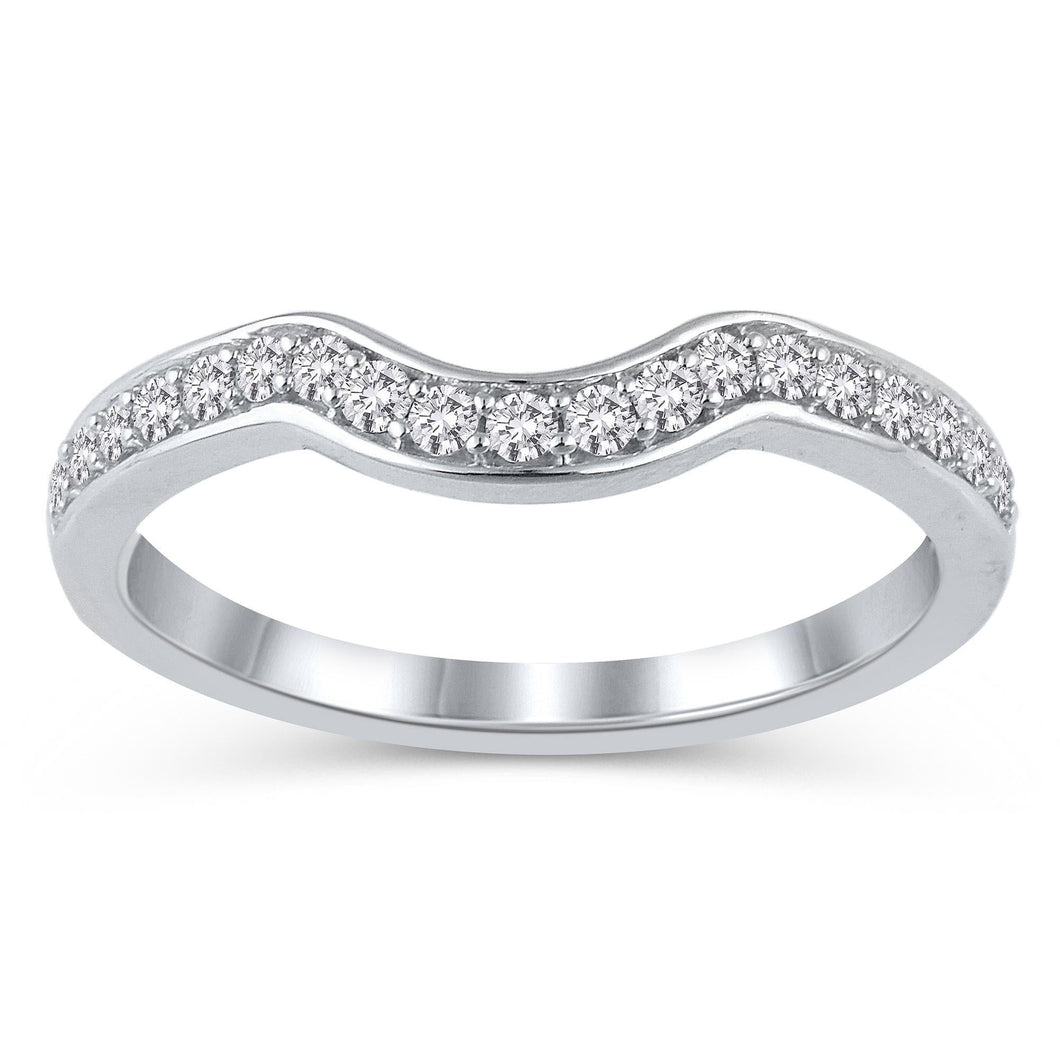 1/4ctw Diamond White Gold Curved Wedding Band - Embrace Collection - Size 5