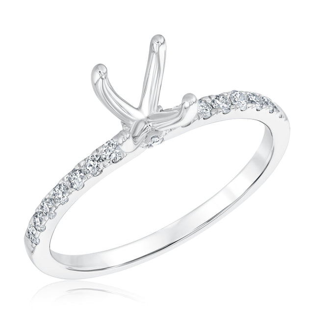 1/4ctw Diamond White Gold Engagement Ring Setting - Size 5