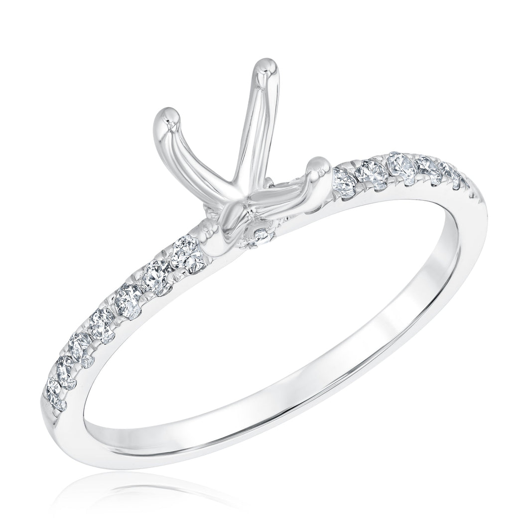 1/4ctw Diamond White Gold Engagement Ring Setting - Size 5