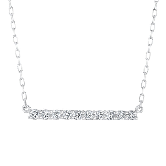 1/4ctw Diamond White Gold Horizontal Bar Pendant Necklace