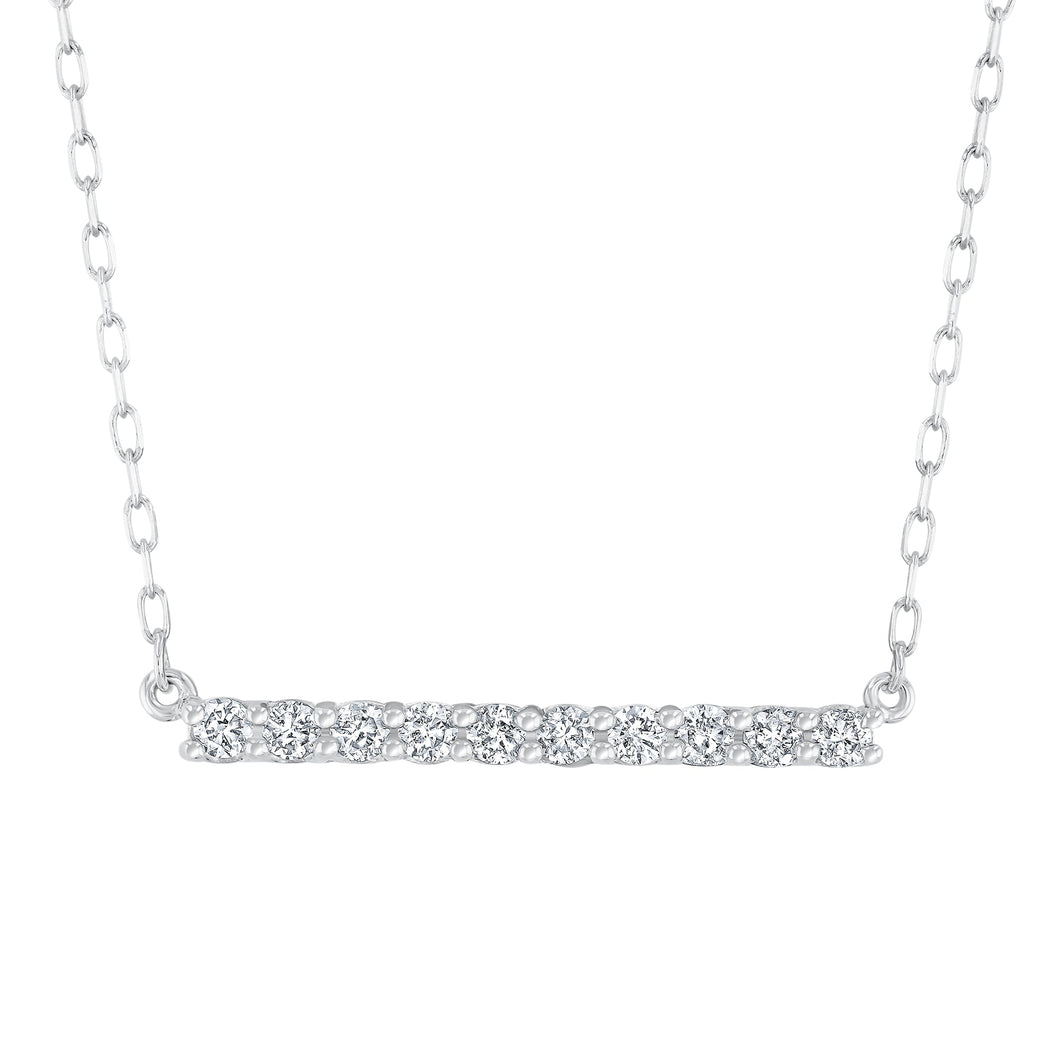 1/4ctw Diamond White Gold Horizontal Bar Pendant Necklace