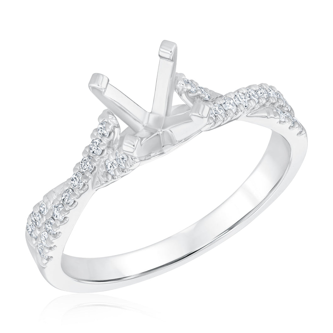 1/4ctw Diamond White Gold Twist Engagement Ring Setting - Size 5