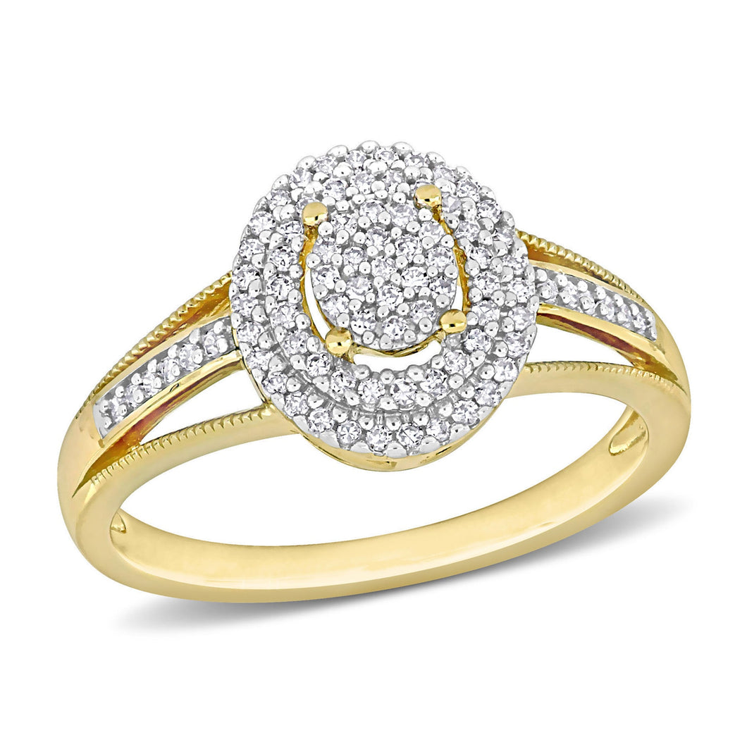 1/4ctw Diamond Yellow Gold Cluster Halo Fashion Ring - Size 5