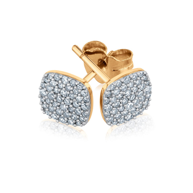 1/4ctw Diamond Yellow Gold Cushion Stud Earrings